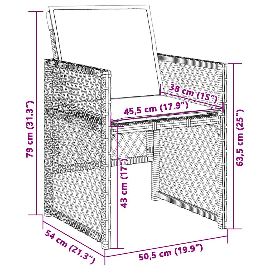Garden Chairs with Cushions 4 pcs Black Poly Rattan