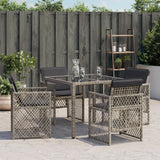 Garden Chairs with Cushions 4 pcs Grey Poly Rattan - Side View