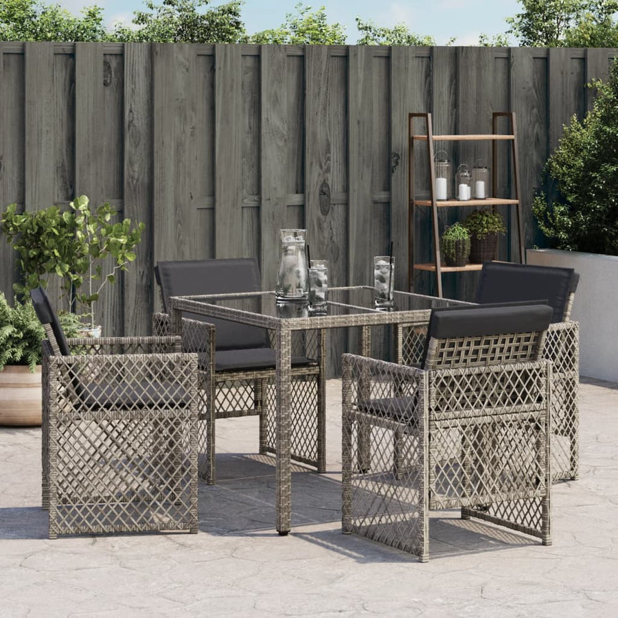 Garden Chairs with Cushions 4 pcs Grey Poly Rattan