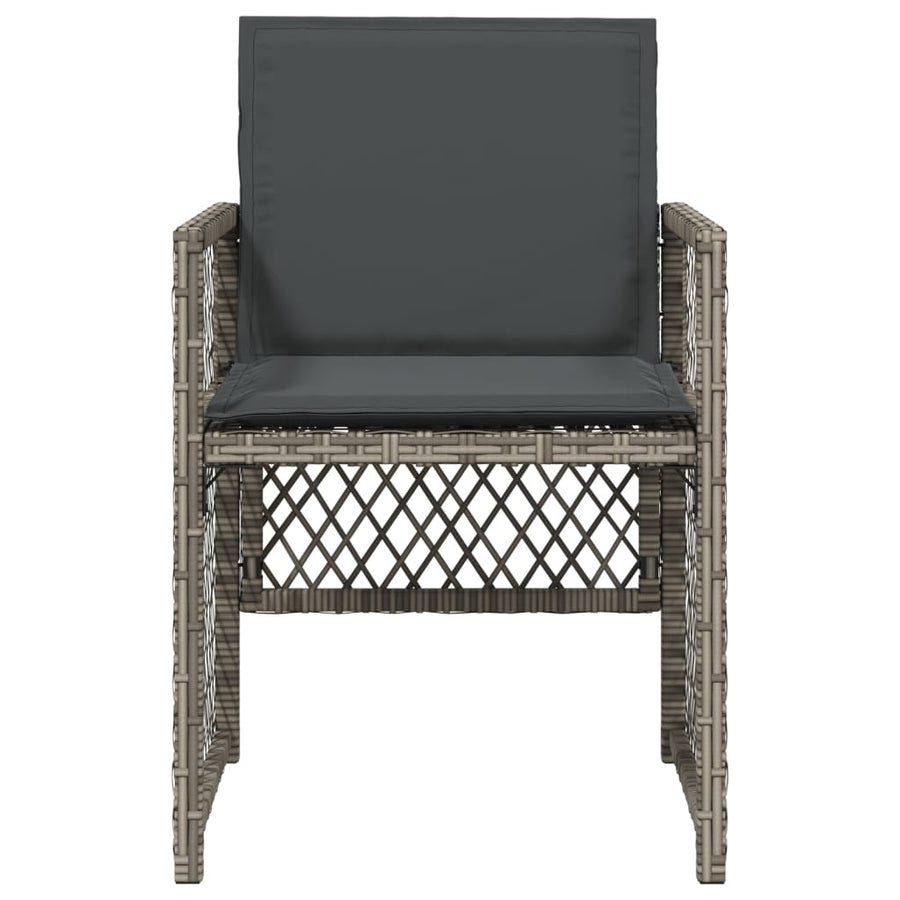 Garden Chairs with Cushions 4 pcs Grey Poly Rattan