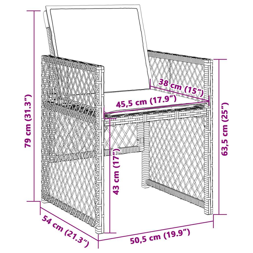 Garden Chairs with Cushions 4 pcs Grey Poly Rattan