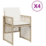 Garden Chairs with Cushions 4 pcs Beige Poly Rattan