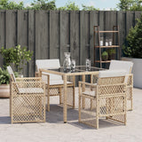 Garden Chairs with Cushions 4 pcs Beige Poly Rattan - Side View