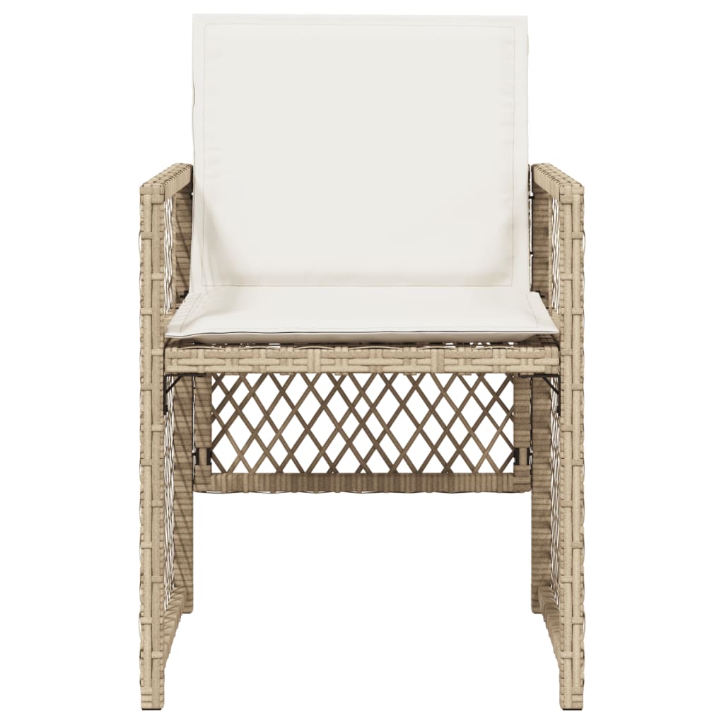 Garden Chairs with Cushions 4 pcs Beige Poly Rattan