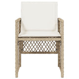 Garden Chairs with Cushions 4 pcs Beige Poly Rattan