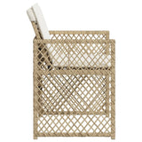 Garden Chairs with Cushions 4 pcs Beige Poly Rattan - Rear View