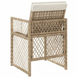 Garden Chairs with Cushions 4 pcs Beige Poly Rattan - Close-Up Angle