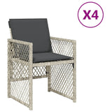 Garden Chairs with Cushions 4 pcs Light Grey Poly Rattan