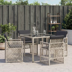 Garden Chairs with Cushions 4 pcs Light Grey Poly Rattan
