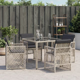 Garden Chairs with Cushions 4 pcs Light Grey Poly Rattan - Side View
