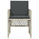Garden Chairs with Cushions 4 pcs Light Grey Poly Rattan - 45-Degree Angle