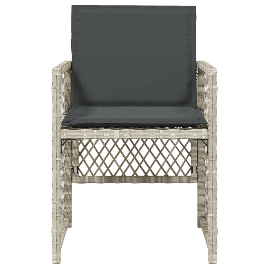 Garden Chairs with Cushions 4 pcs Light Grey Poly Rattan