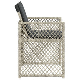 Garden Chairs with Cushions 4 pcs Light Grey Poly Rattan - Rear View