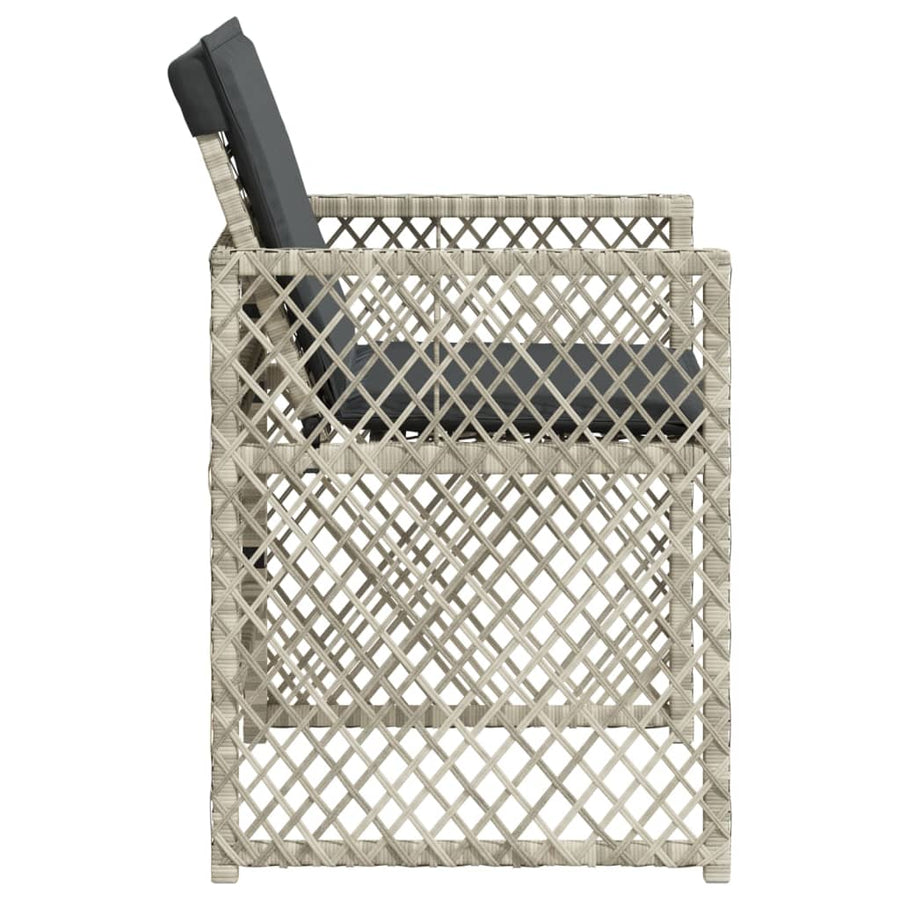 Garden Chairs with Cushions 4 pcs Light Grey Poly Rattan