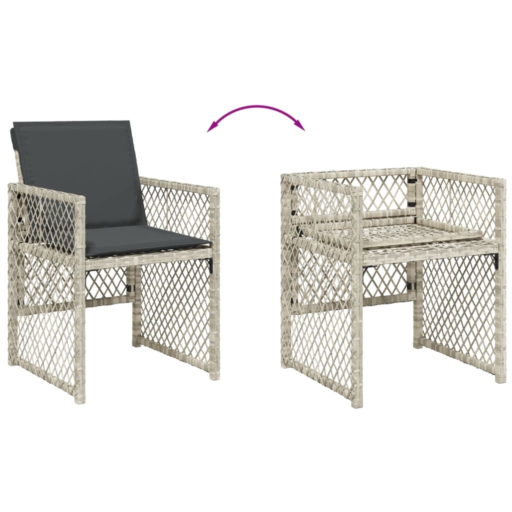 Garden Chairs with Cushions 4 pcs Light Grey Poly Rattan
