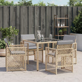 Garden Chairs with Cushions 4 pcs Mix Beige Poly Rattan - Side View
