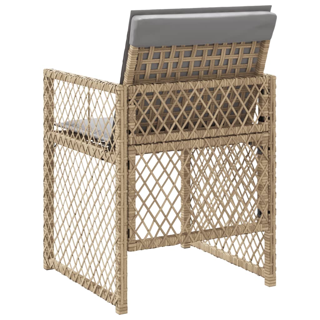 Garden Chairs with Cushions 4 pcs Mix Beige Poly Rattan