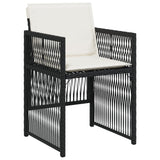 Garden Chairs with Cushions 4 pcs Black Poly Rattan