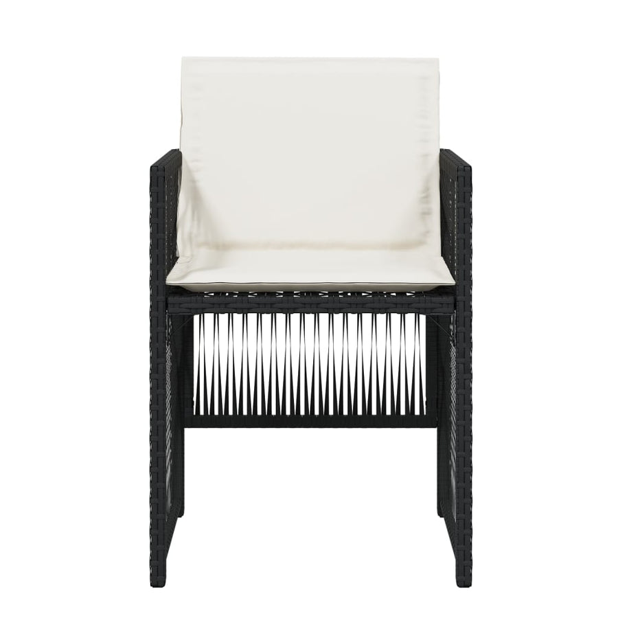 Garden Chairs with Cushions 4 pcs Black Poly Rattan