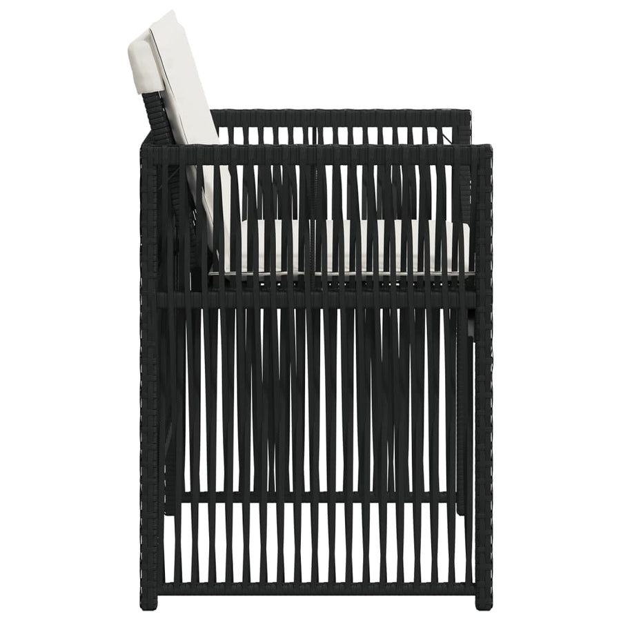 Garden Chairs with Cushions 4 pcs Black Poly Rattan