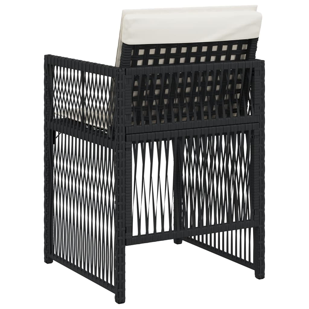 Garden Chairs with Cushions 4 pcs Black Poly Rattan