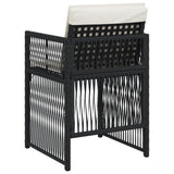 Garden Chairs with Cushions 4 pcs Black Poly Rattan