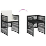 Garden Chairs with Cushions 4 pcs Black Poly Rattan