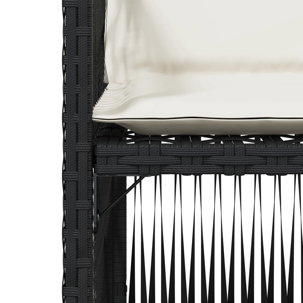 Garden Chairs with Cushions 4 pcs Black Poly Rattan