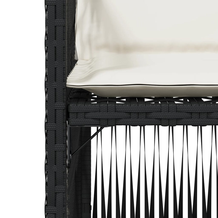 Garden Chairs with Cushions 4 pcs Black Poly Rattan