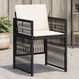 Garden Chairs with Cushions 4 pcs Black Poly Rattan