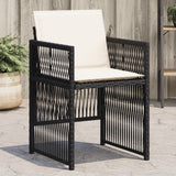 Garden Chairs with Cushions 4 pcs Black Poly Rattan