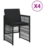 Garden Chairs with Cushions 4 pcs Black Poly Rattan