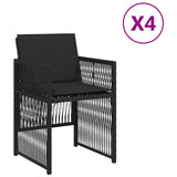 Garden Chairs with Cushions 4 pcs Black Poly Rattan - Front View
