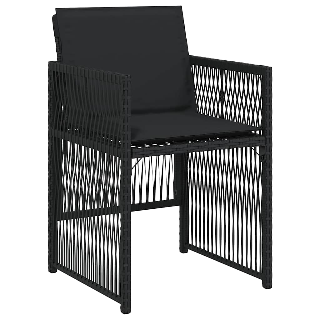 Garden Chairs with Cushions 4 pcs Black Poly Rattan