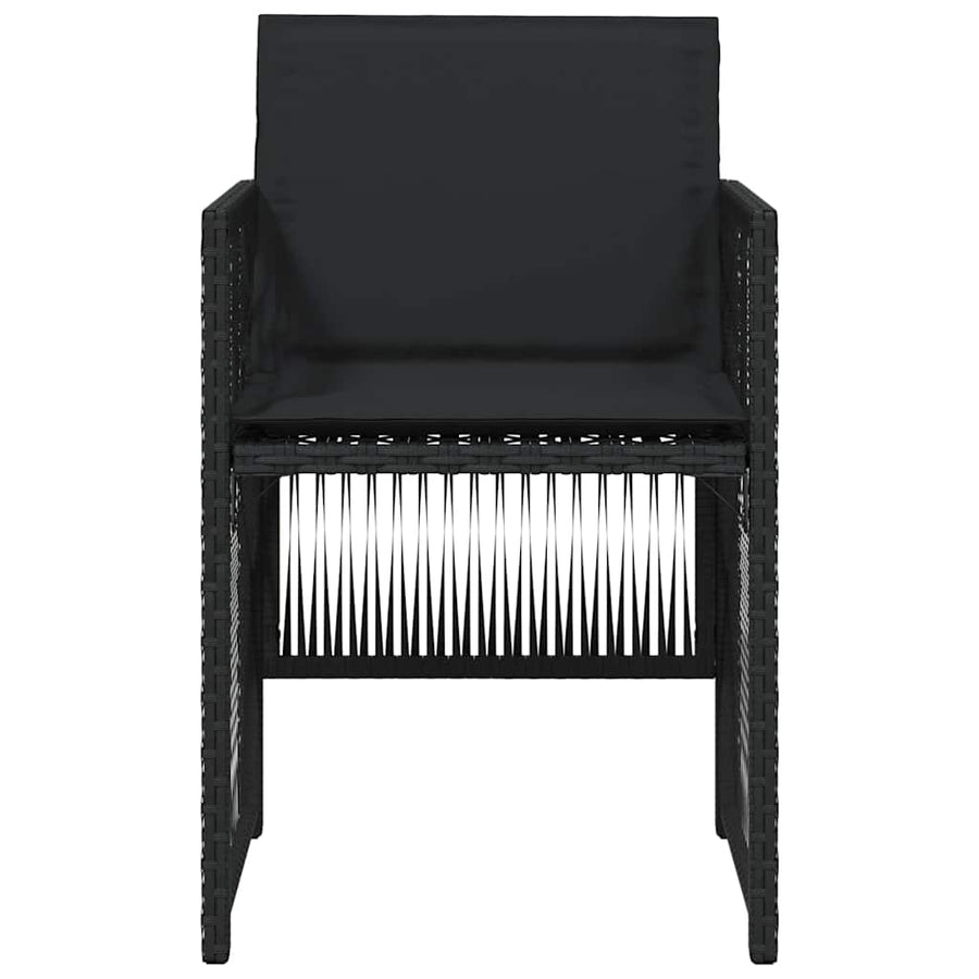 Garden Chairs with Cushions 4 pcs Black Poly Rattan