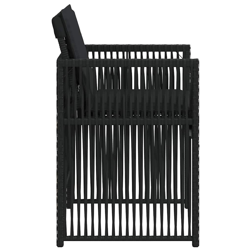 Garden Chairs with Cushions 4 pcs Black Poly Rattan