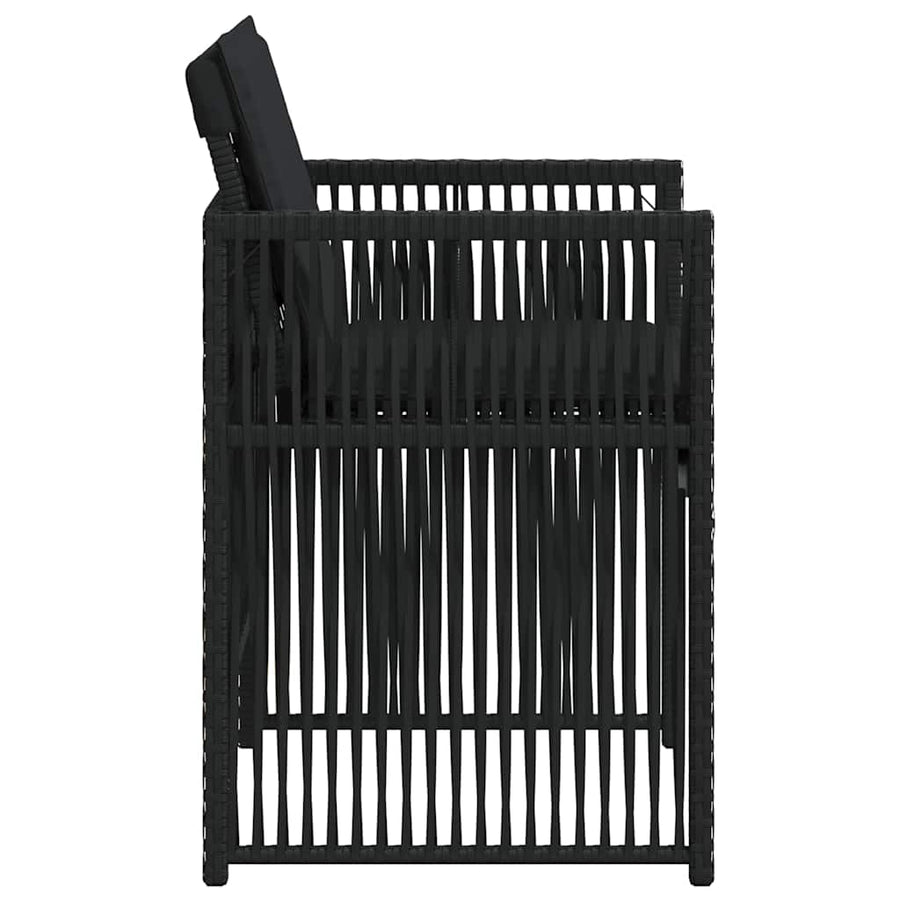 Garden Chairs with Cushions 4 pcs Black Poly Rattan