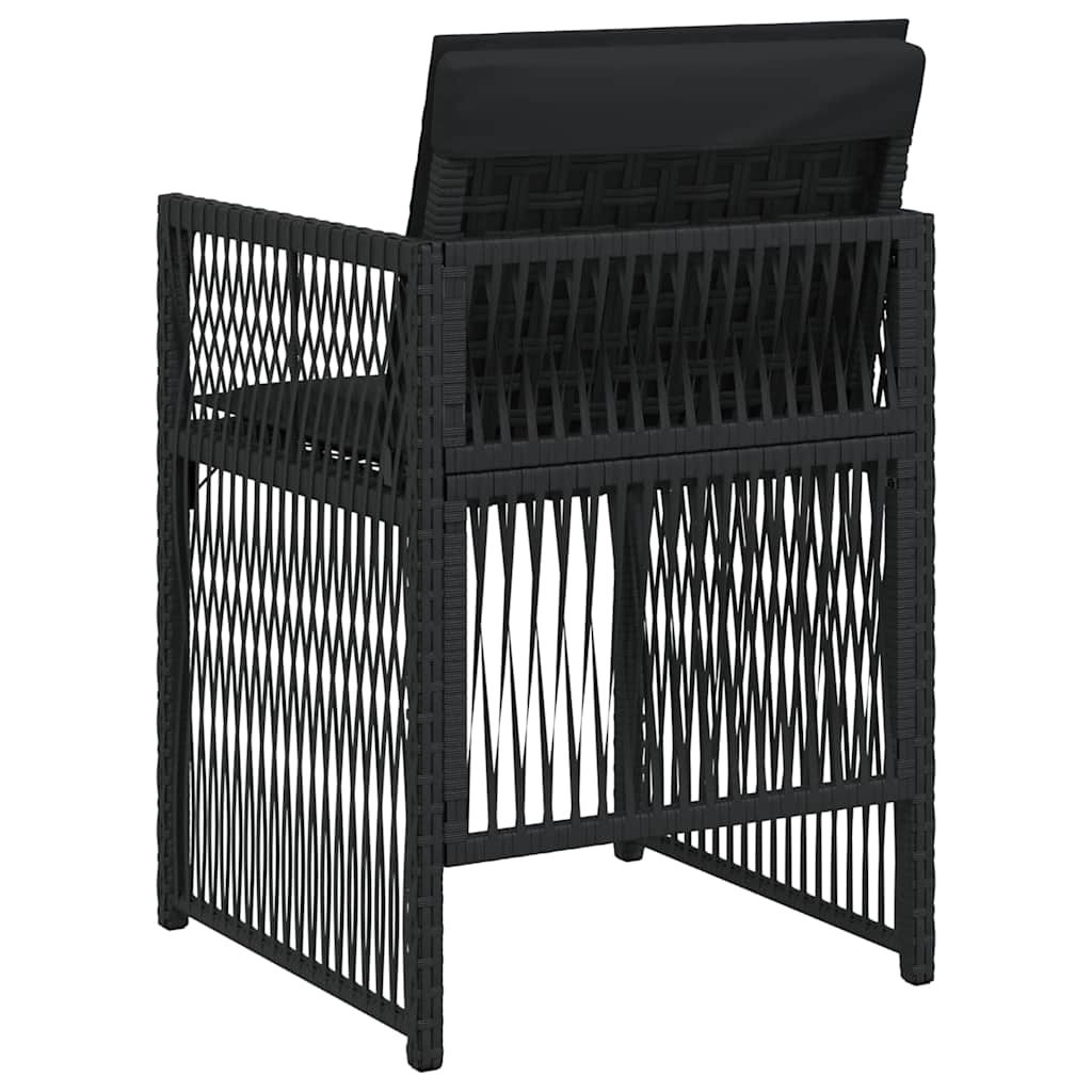 Garden Chairs with Cushions 4 pcs Black Poly Rattan