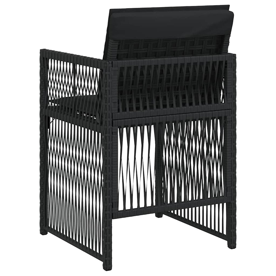 Garden Chairs with Cushions 4 pcs Black Poly Rattan
