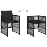 Garden Chairs with Cushions 4 pcs Black Poly Rattan