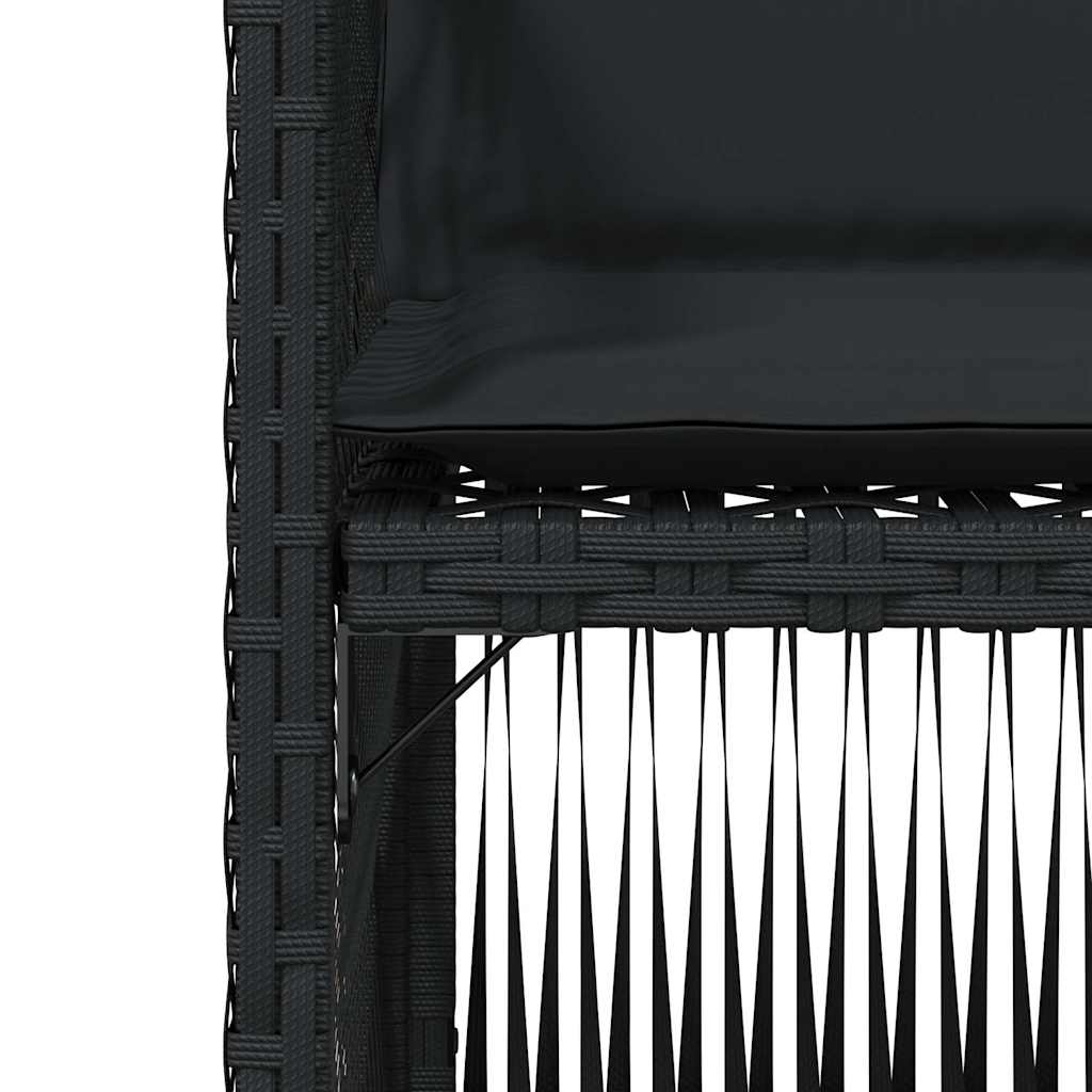 Garden Chairs with Cushions 4 pcs Black Poly Rattan