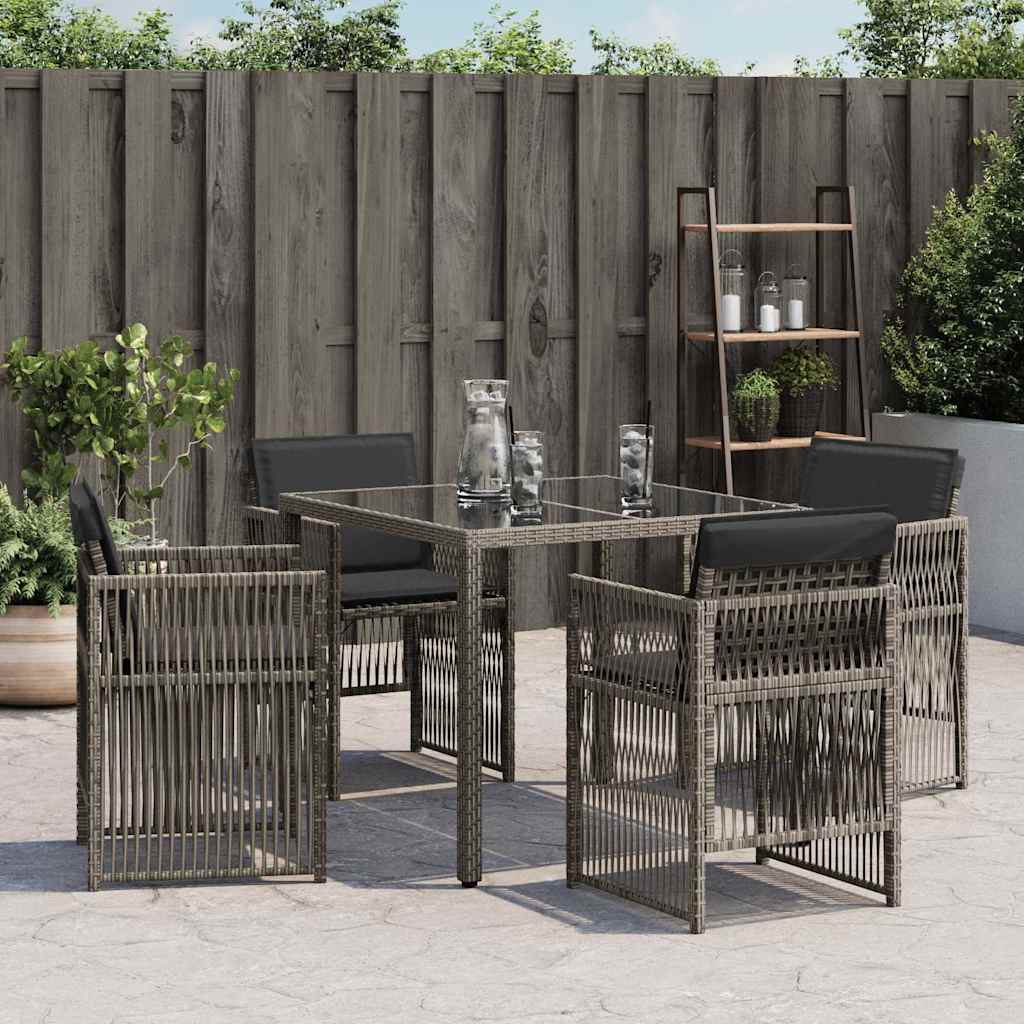 Garden Chairs with Cushions 4 pcs Grey Poly Rattan