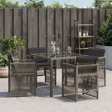 Garden Chairs with Cushions 4 pcs Grey Poly Rattan