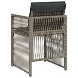 Garden Chairs with Cushions 4 pcs Grey Poly Rattan - Close-Up Angle