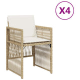 Garden Chairs with Cushions 4 pcs Beige Poly Rattan - Front View