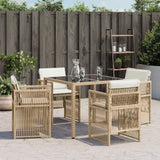 Garden Chairs with Cushions 4 pcs Beige Poly Rattan