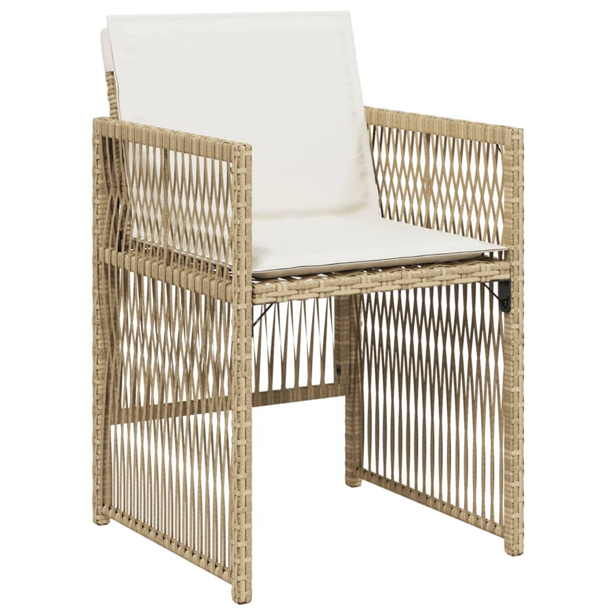 Garden Chairs with Cushions 4 pcs Beige Poly Rattan