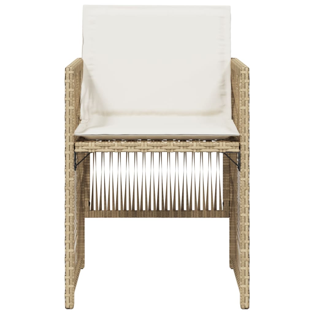 Garden Chairs with Cushions 4 pcs Beige Poly Rattan