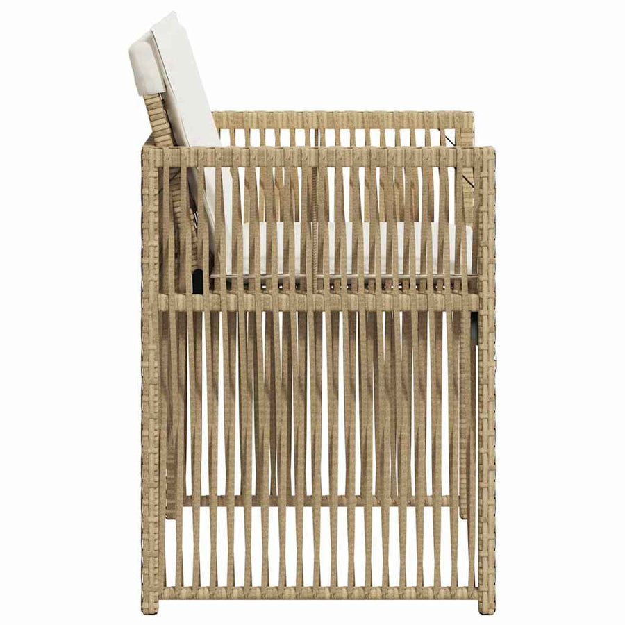 Garden Chairs with Cushions 4 pcs Beige Poly Rattan