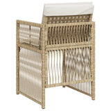 Garden Chairs with Cushions 4 pcs Beige Poly Rattan - Close-Up Angle